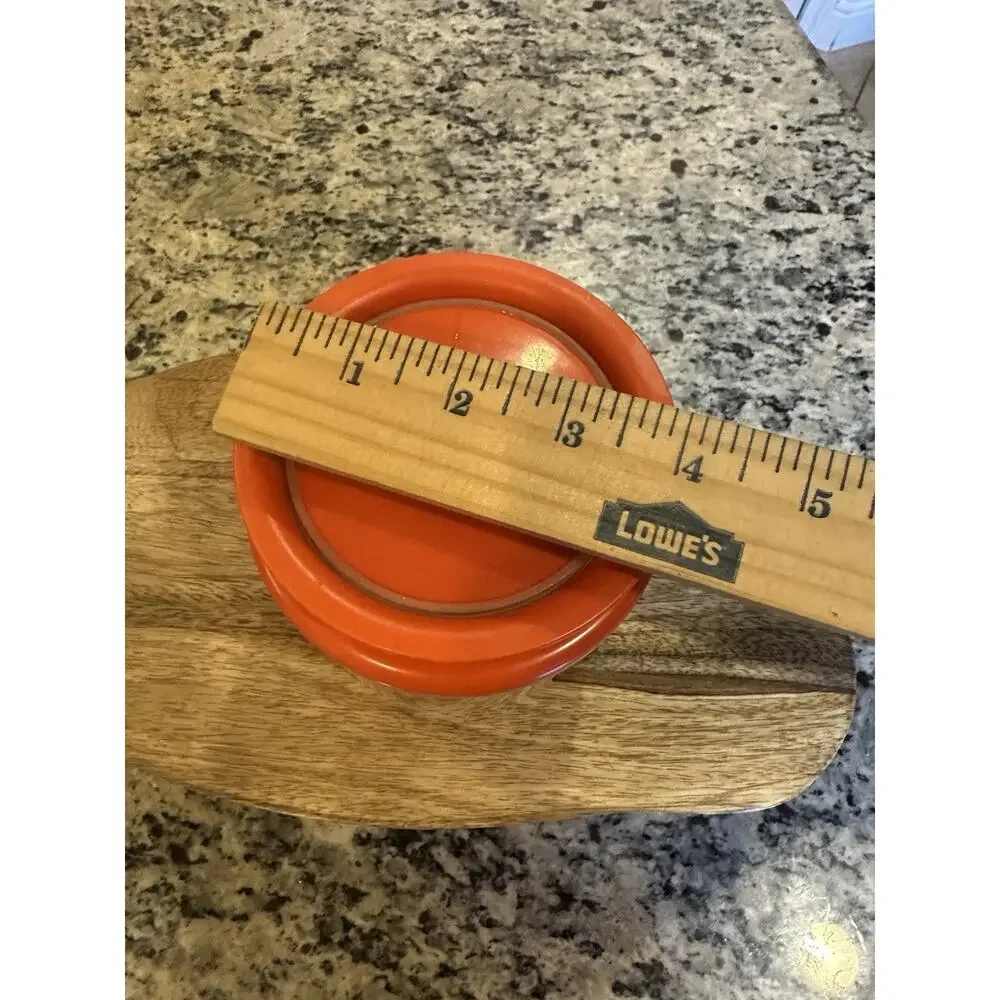 Vintage Tupperware #1481 Acrylic Canister Orange Push Button Top 6 1/4 Cup